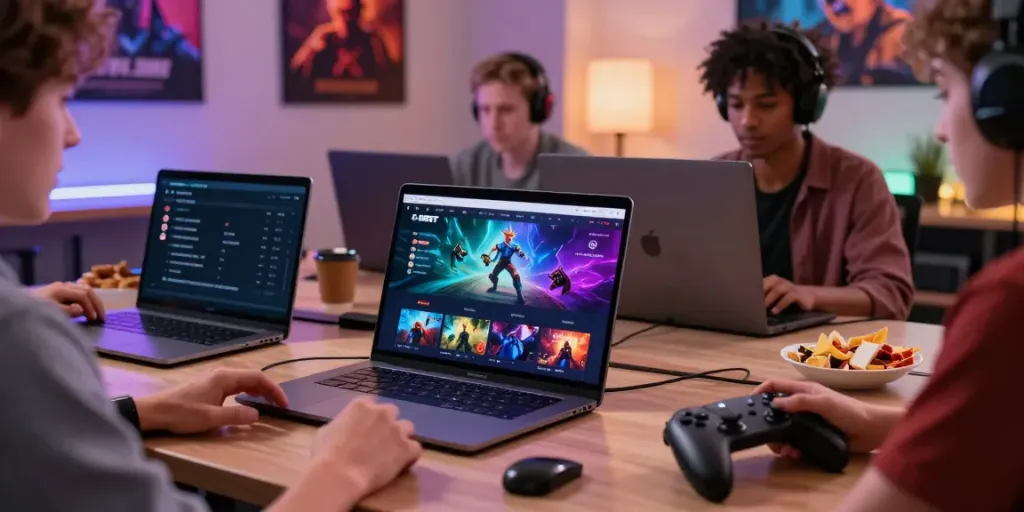 DEBET online gaming platform with diverse players enjoying digital entertainment and gaming interactions.