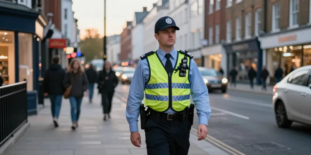 Security Guards ensuring safety in a bustling London community.