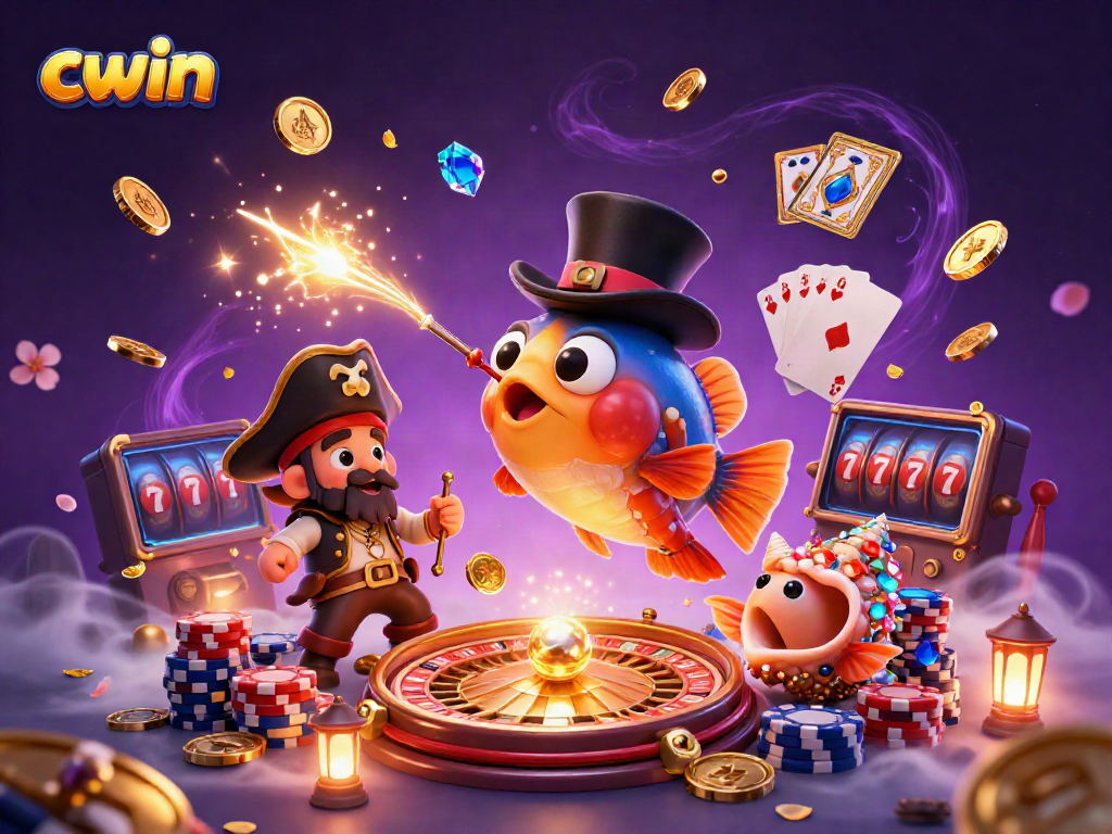 Win casino jackpots with CWIN's vibrant underwater adventure featuring a glowing anglerfish and animated treasures!