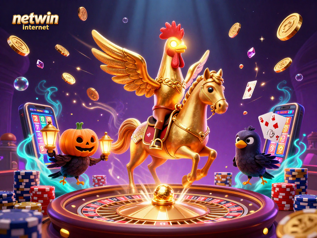 Experience thrilling gameplay at netwin internet with an illustrated casino scene featuring vibrant characters.