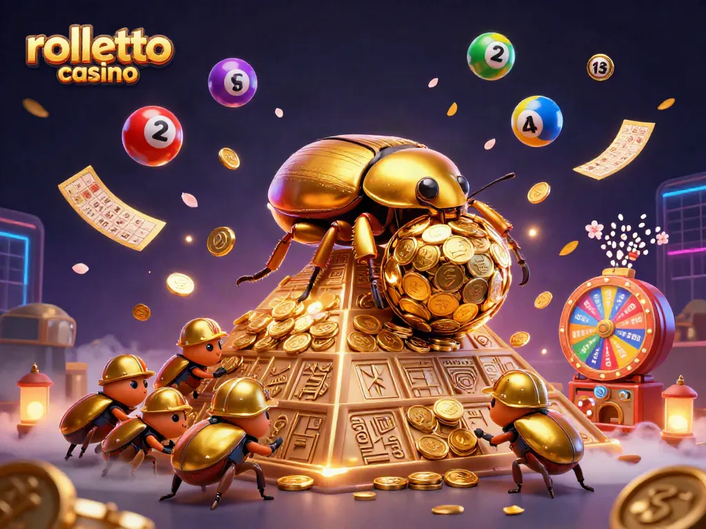 Experience rolletto casino excitement with vibrant golden beetles and dynamic gaming elements.