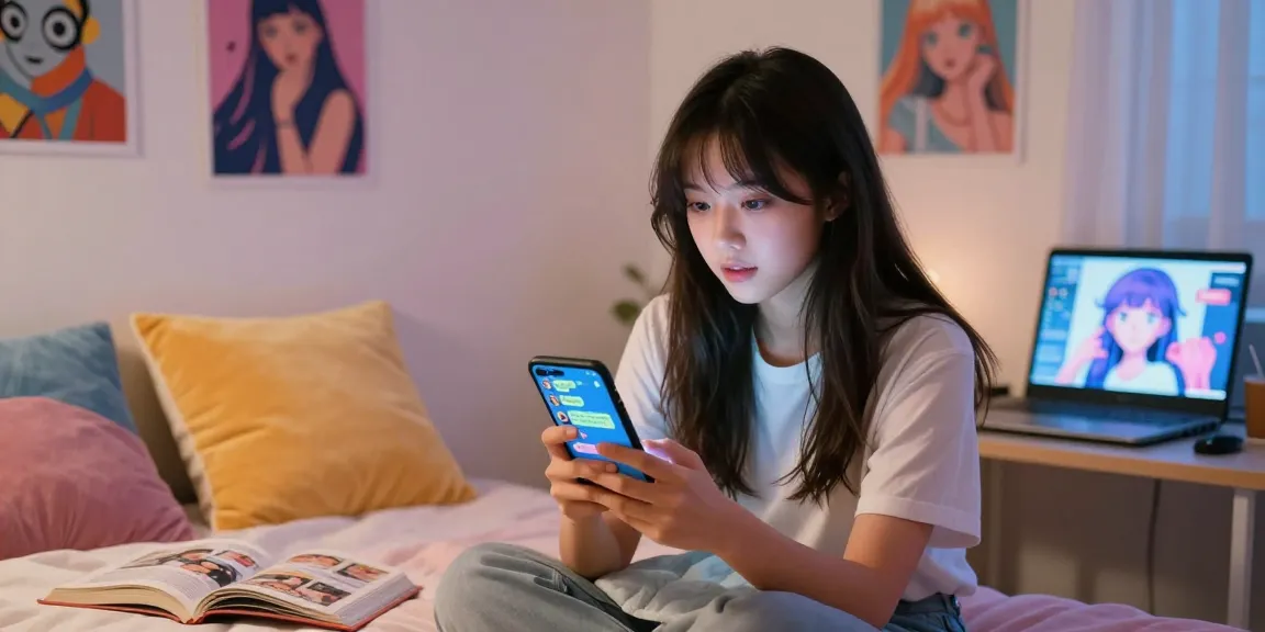 Engaging ecchi ai chat interaction in a cozy bedroom with digital artwork.