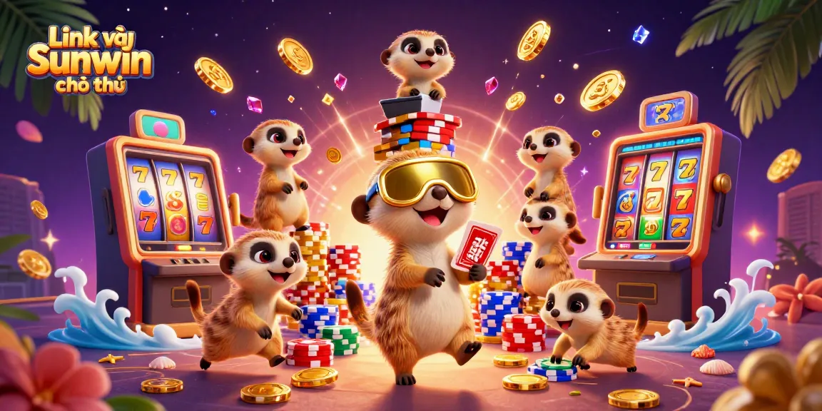 Engaging illustration showcasing meerkats at their casino operation, highlighting Link vào Sunwin chính thức gaming experience.